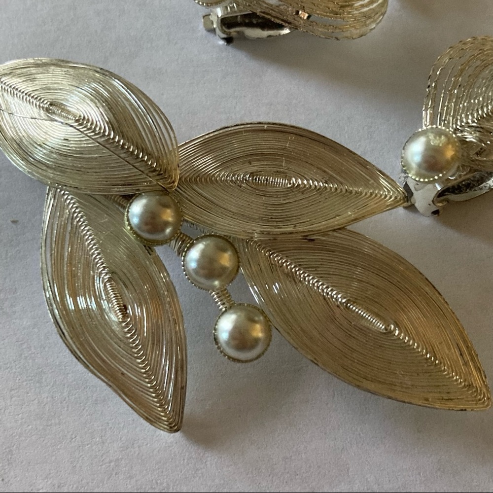 Vintage Silver GERMAN brooch silver wire brooch with matching earrings set